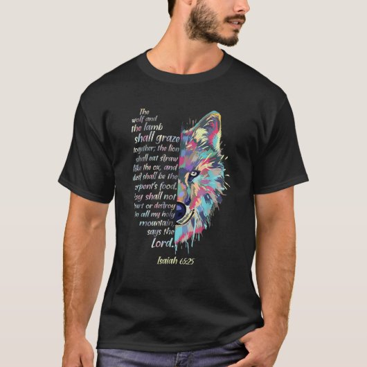 オオカミと仔ヒツジはイザヤと共に食べる Tシャツ (正面)