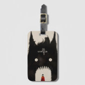 オオカミと小さな赤い乗馬フード ラゲッジタグ (正面縦)