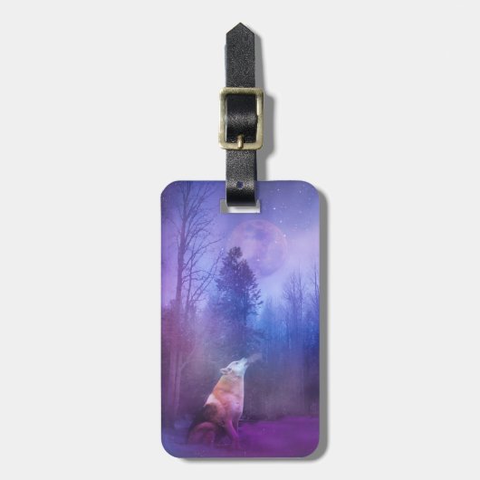オオカミと月の森の荷物タグ ラゲッジタグ (正面縦)