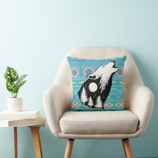 オオカミと自然 クッション (椅子)