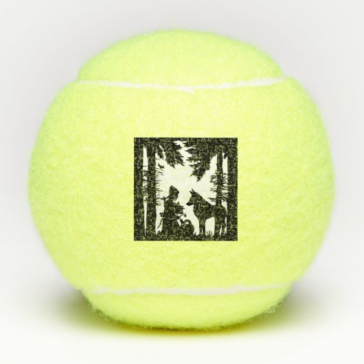 オオカミと草の下の赤い乗馬フード テニスボール (正面)