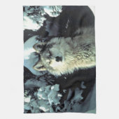 オオカミと雪 キッチンタオル (縦)