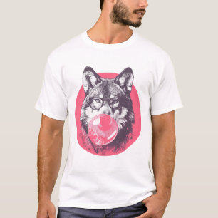 オオカミにバブルガムを付ける Tシャツ