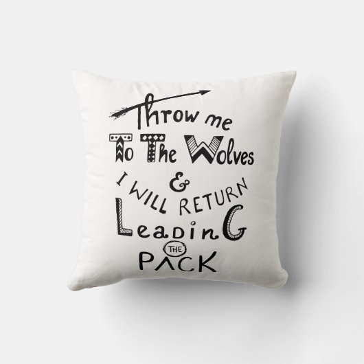 オオカミに私を投げろ！やる気を起こさせる引用文 クッション (裏面)