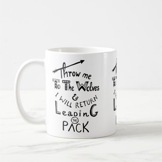 オオカミに私を投げろ!やる気を起こさせる引用文 コーヒーマグカップ (左)