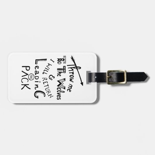 オオカミに私を投げろ!やる気を起こさせる引用文 ラゲッジタグ (正面横)