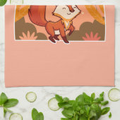オオカミのためならずキュートで面白いオオカミ キッチンタオル (折り畳み)