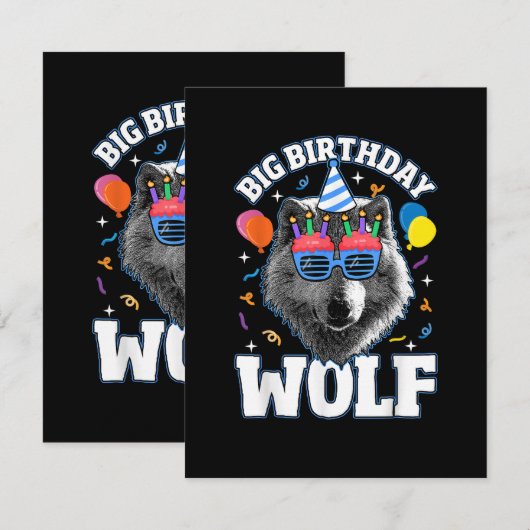 オオカミのための大きな誕生日のオオカミ カード (正面/裏面)