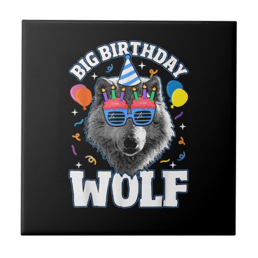 オオカミのための大きな誕生日のオオカミ タイル (正面)