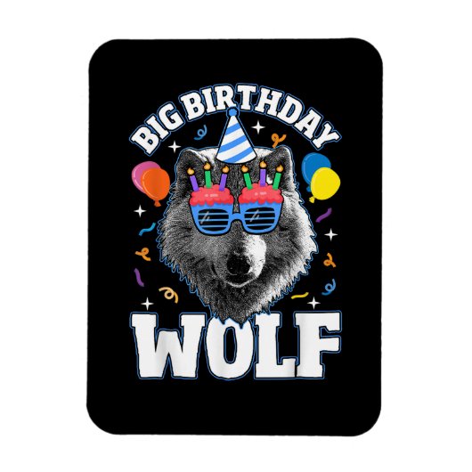 オオカミのための大きな誕生日のオオカミ マグネット (縦)