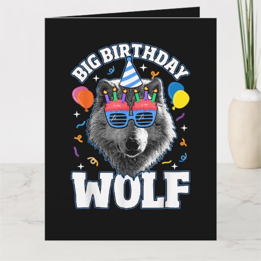 オオカミのための大きな誕生日オオカミ サンキューカード (正面)