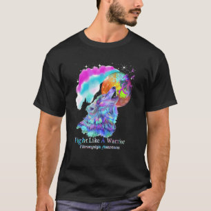 オオカミのように戦う紫のリボンのフィブリン線維筋痛 Tシャツ