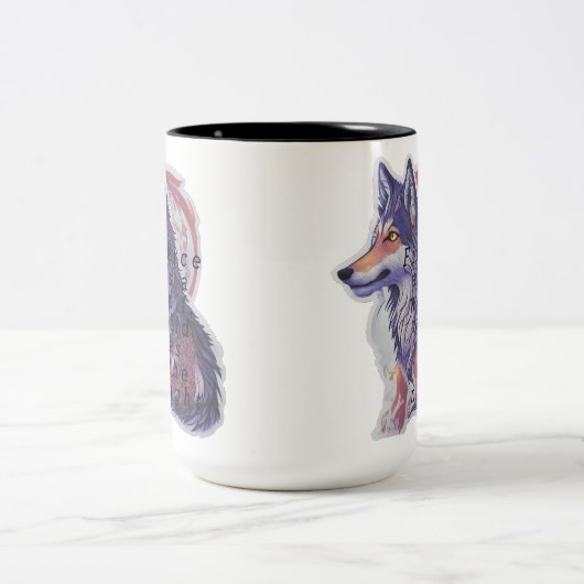 オオカミのように獰猛で、夜のように荒々しい ツートーンマグカップ (中央)