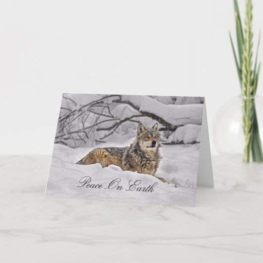 オオカミのアメリカのオオカミの休日カード シーズンカード (正面)