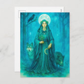 オオカミのイノシシとカラスを持つケルトの薬局 シーズンポストカード (正面/裏面)