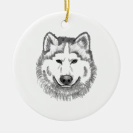 オオカミのイラストレーション セラミックオーナメント