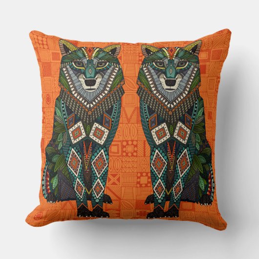 オオカミのオレンジのgeo クッション (正面)