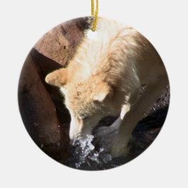 オオカミのオーナメントの~の絶滅危ぐ種シリーズ セラミックオーナメント