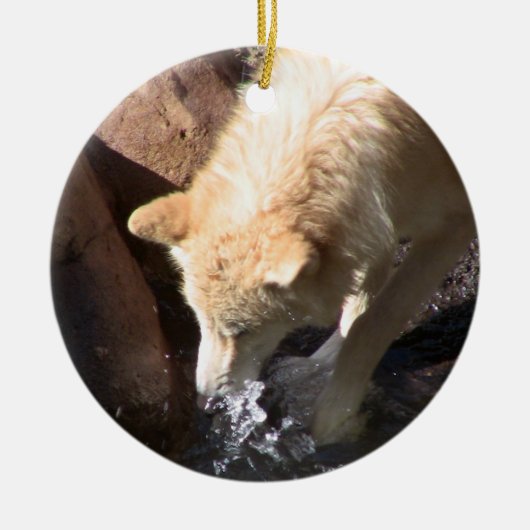 オオカミのオーナメントの~の絶滅危ぐ種シリーズ セラミックオーナメント (正面)