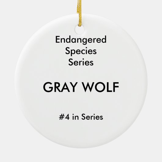 オオカミのオーナメントの~の絶滅危ぐ種シリーズ セラミックオーナメント (裏面)