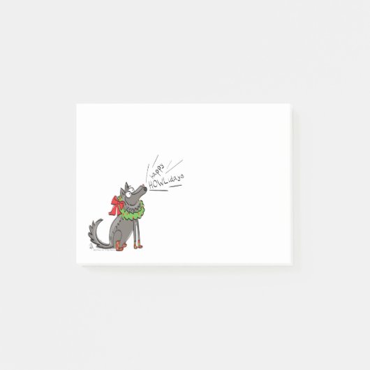 オオカミのクリスマス 面白い かわいい 子ども ポストイット (正面)