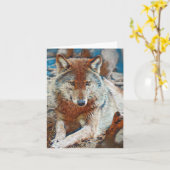 オオカミのグリーティングカード カード (黄色い花)
