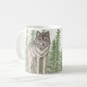 オオカミのコーヒー・マグの指導 コーヒーマグカップ (正面左)