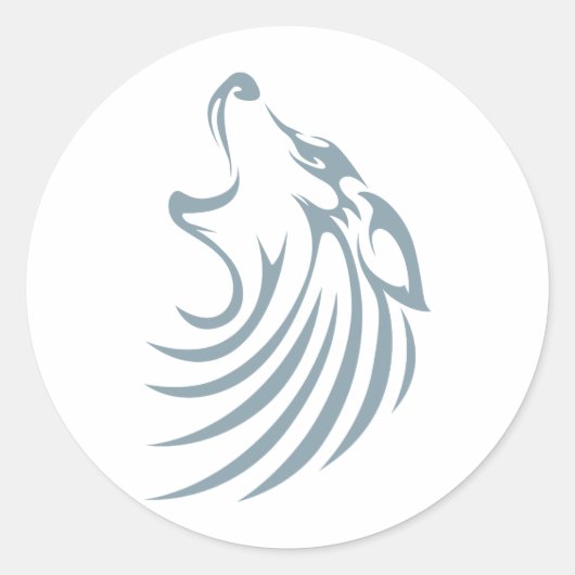 オオカミのシャツ |ウルフカッコいいシャカスタムツのロゴ ラウンドシール (正面)