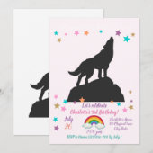 オオカミのシルエットが吠える - 背景色を選択 招待状 (正面/裏面)