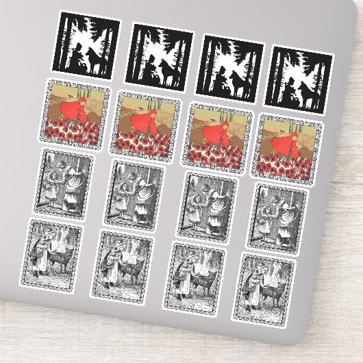 オオカミのシーンを持つ様々な小さな赤い乗馬フード シール (詳細)