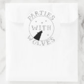 オオカミのステッカーを持つパーティー ラウンドシール (バッグ)