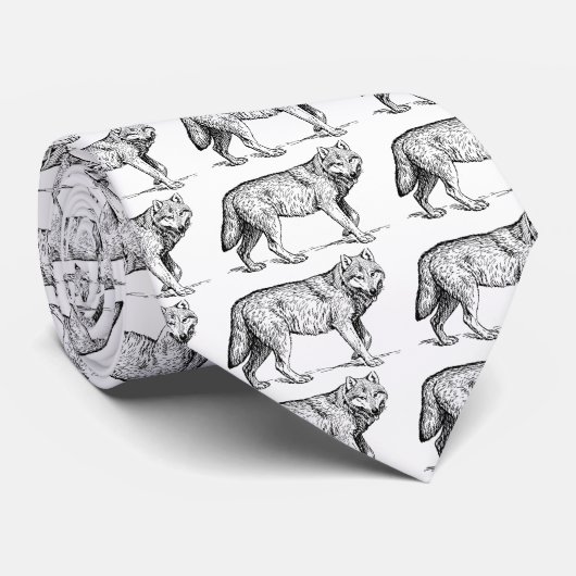 オオカミのタイ ネクタイ (ロール)