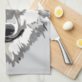 オオカミのデザイン キッチンタオル (四つ折り)