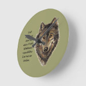 オオカミのトーテムの感動的な精神ガイド動物 ラウンド壁時計 (傾斜)