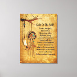 オオカミのドリームキャッチャーのコード キャンバスプリント