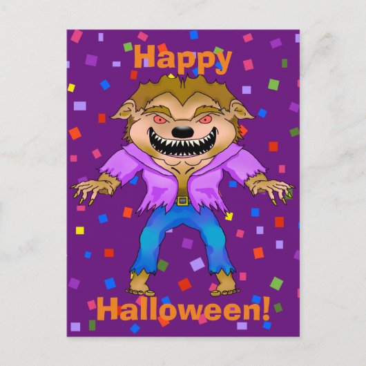 オオカミのハロウィン葉書 ポストカード (正面)