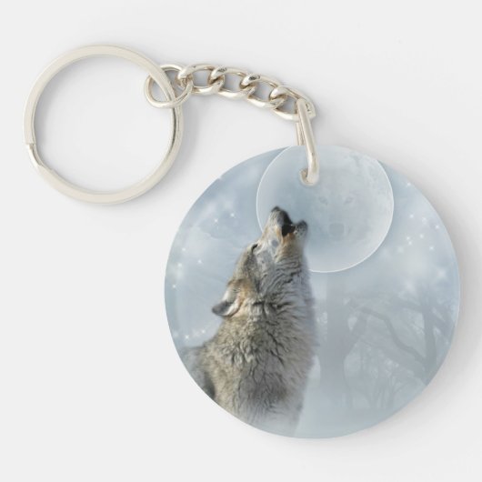 オオカミのブルームーンのキーホルダー キーホルダー (正面)