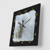 オオカミのブルームーン スクエア壁時計 (傾斜)