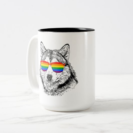 オオカミのプライドのサングラス ツートーンマグカップ (正面左)