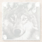 オオカミのポートレート ガラスコースター (裏面)
