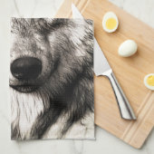 オオカミのポートレート キッチンタオル (四つ折り)