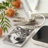 オオカミのポートレート キーホルダー (正面右)