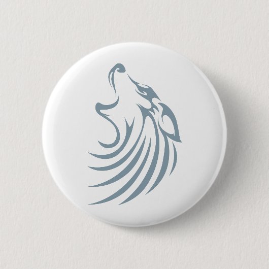 オオカミのワイシャツ|のクールでカスタムなオオカミのワイシャツのロゴ 缶バッジ (正面)