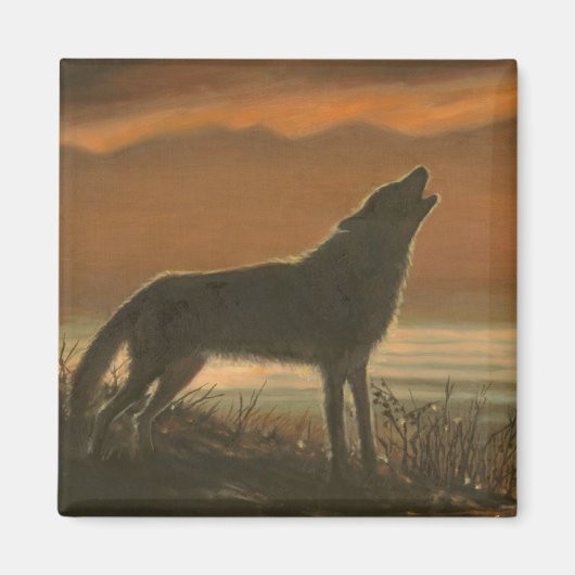 オオカミの一羽 マグネット (正面)