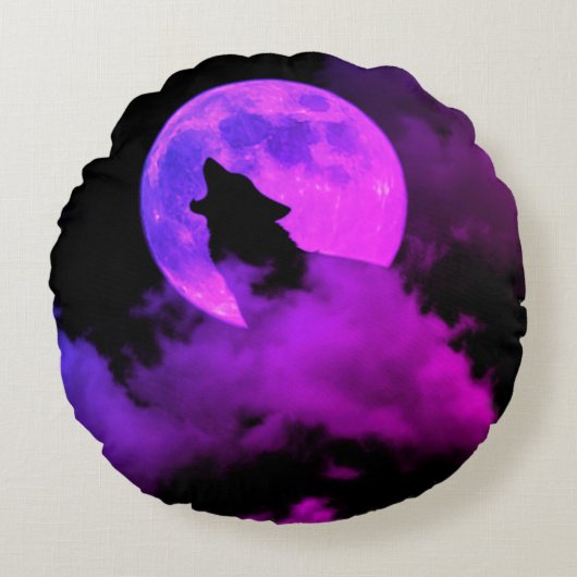 オオカミの丸い枕 ラウンドクッション (正面)