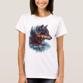 オオカミの二重露光 Tシャツ (正面)