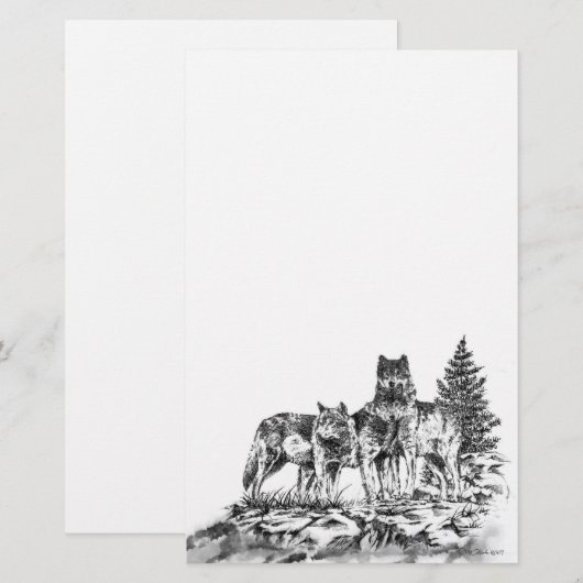 オオカミの兄弟 便箋 (正面/裏面)