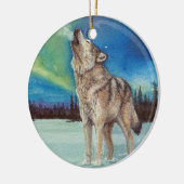オオカミの円形のオーナメントを遠ぼえする踊りライト セラミックオーナメント (左)