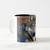 オオカミの写真 ツートーンマグカップ (正面左)