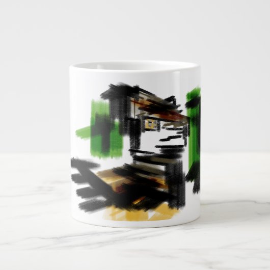 オオカミの冬の楽しみ ジャンボコーヒーマグカップ (正面)